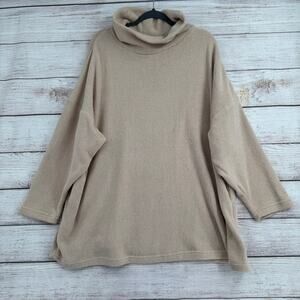 Free People FP Beach Super Soft Oversized Sweater Womens M Tan Beige Pockets